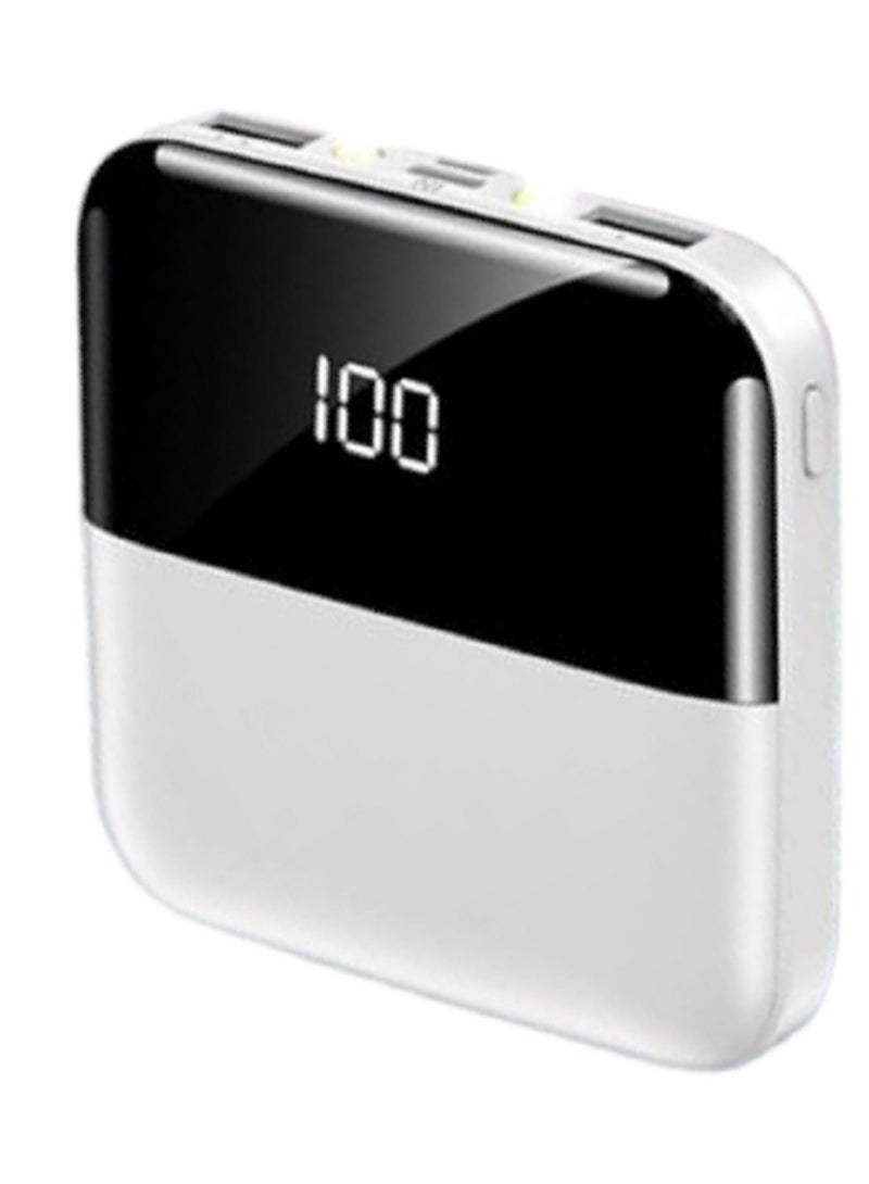 Fast Charger Power Bank 10000mAh with 1 Cable super quick charge, Portable Power Bank 2 Output 1 Input Fast Charging with LED Flashlight (White) - Image 1