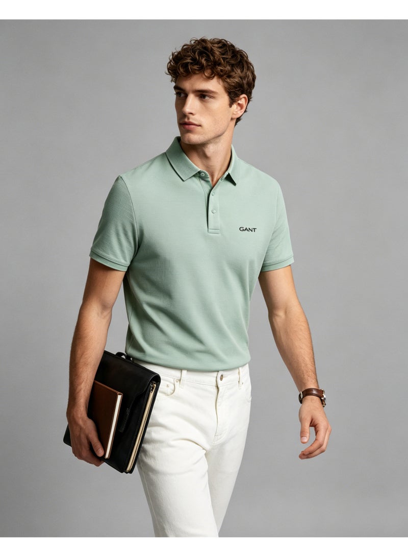 GANT Men Short Sleeve Cool Mint Polo Shirt Outdoor Summer Sage Green - Image 2