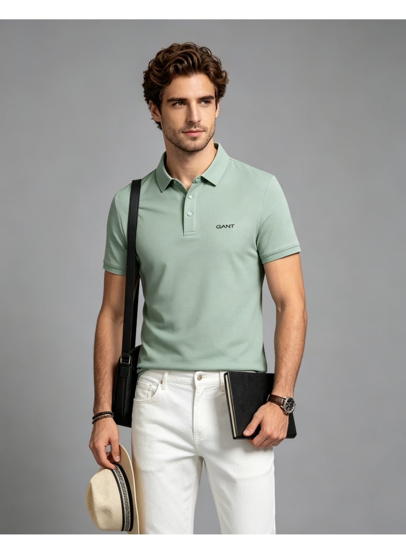 GANT Men Short Sleeve Cool Mint Polo Shirt Outdoor Summer Sage Green - Image 5