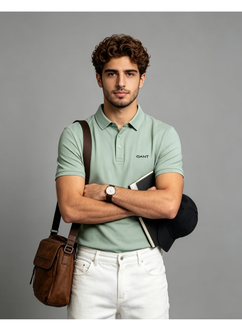 GANT Men Short Sleeve Cool Mint Polo Shirt Outdoor Summer Sage Green - Image 4