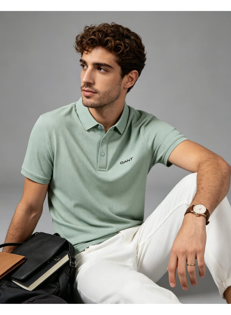 GANT Men Short Sleeve Cool Mint Polo Shirt Outdoor Summer Sage Green - Image 3