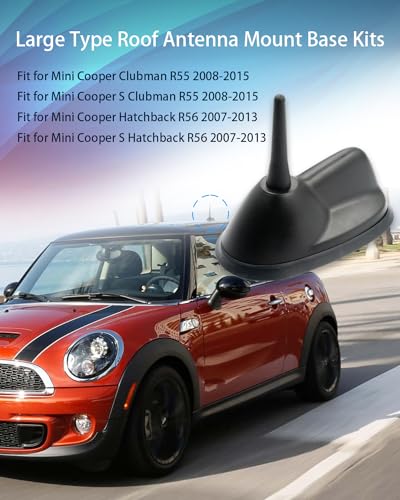 eosorssa Large Type Roof Antenna Mount Base with Rubber Gasket&Short Sport Antenna Fit for Mini Cooper/Cooper S Clubman R55 2008-2015,Fit for Mini Cooper/Cooper S Hatchback R56 2007-2013 - Image 3