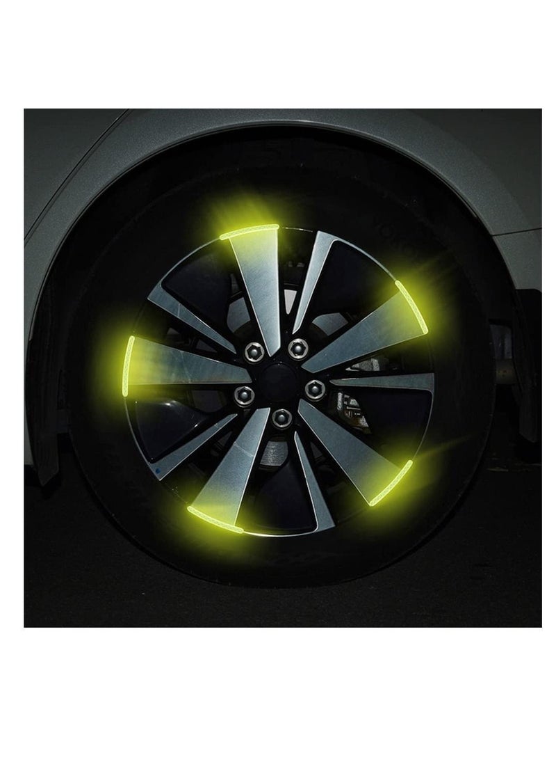 Y&D Wheel Reflective Stickers, 20pcs Car Hub Sticker, for Motorcycle Wheels Cycling Night Safety, Decoration Stripe Rim Universal Vehicle Truck (Green)  - Image 3
