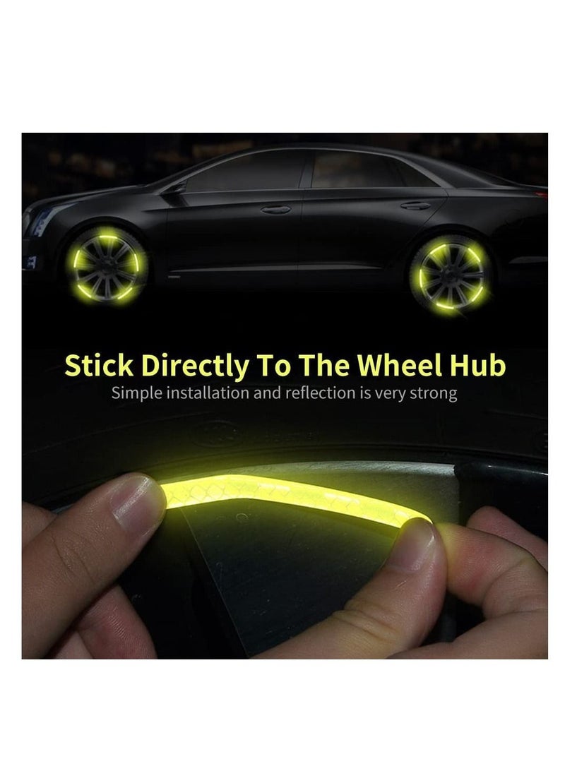 Y&D Wheel Reflective Stickers, 20pcs Car Hub Sticker, for Motorcycle Wheels Cycling Night Safety, Decoration Stripe Rim Universal Vehicle Truck (Green)  - Image 2