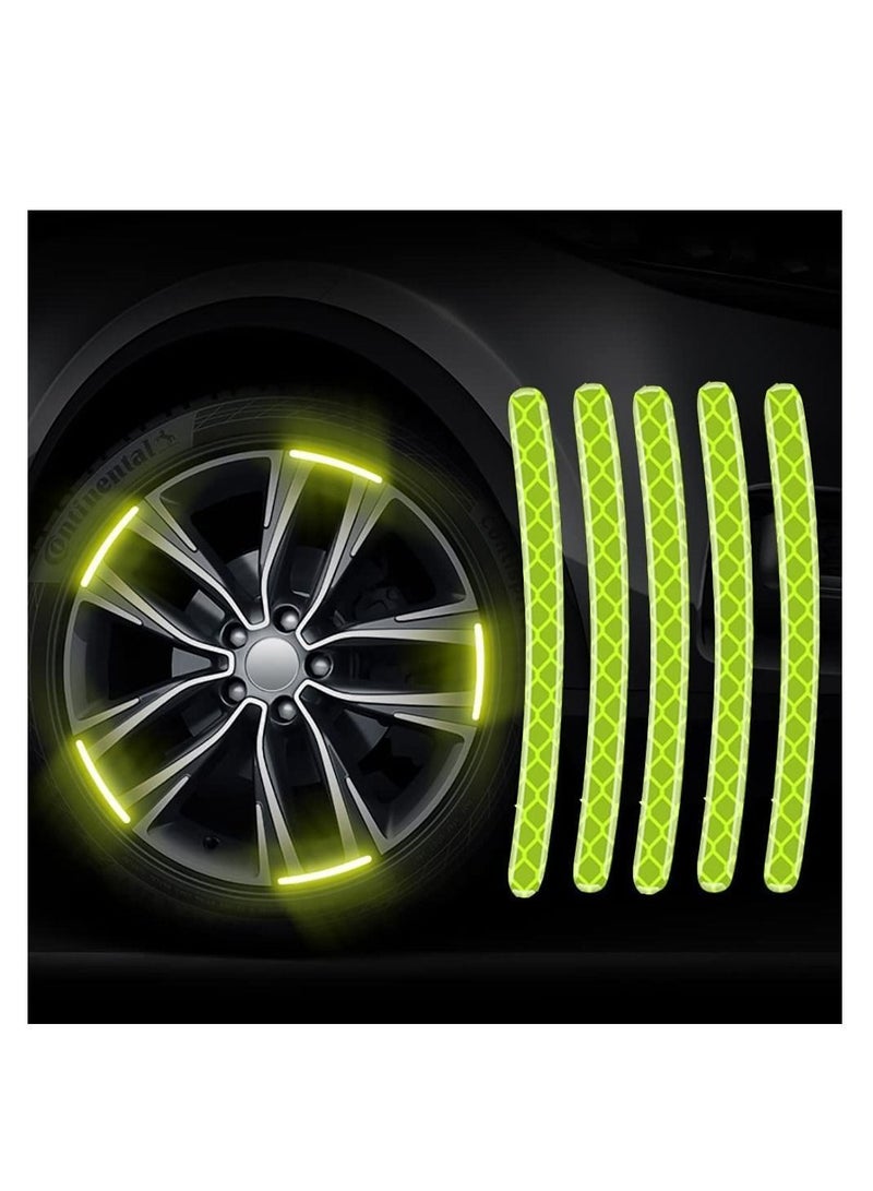 Y&D Wheel Reflective Stickers, 20pcs Car Hub Sticker, for Motorcycle Wheels Cycling Night Safety, Decoration Stripe Rim Universal Vehicle Truck (Green)  - Image 4