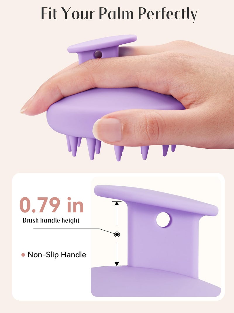 HEETA Scalp Massager Hair Growth, Scalp Scrubber with Soft Bristles, Integrated Silicone Design, Exfoliator for Dandruff Removal & Relaxation, Shampoo Brush Fit Wet Dry Hair Use, Light Purple - Image 3