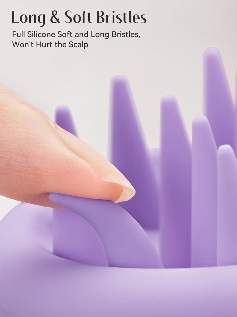 HEETA Scalp Massager Hair Growth, Scalp Scrubber with Soft Bristles, Integrated Silicone Design, Exfoliator for Dandruff Removal & Relaxation, Shampoo Brush Fit Wet Dry Hair Use, Light Purple - Image 2