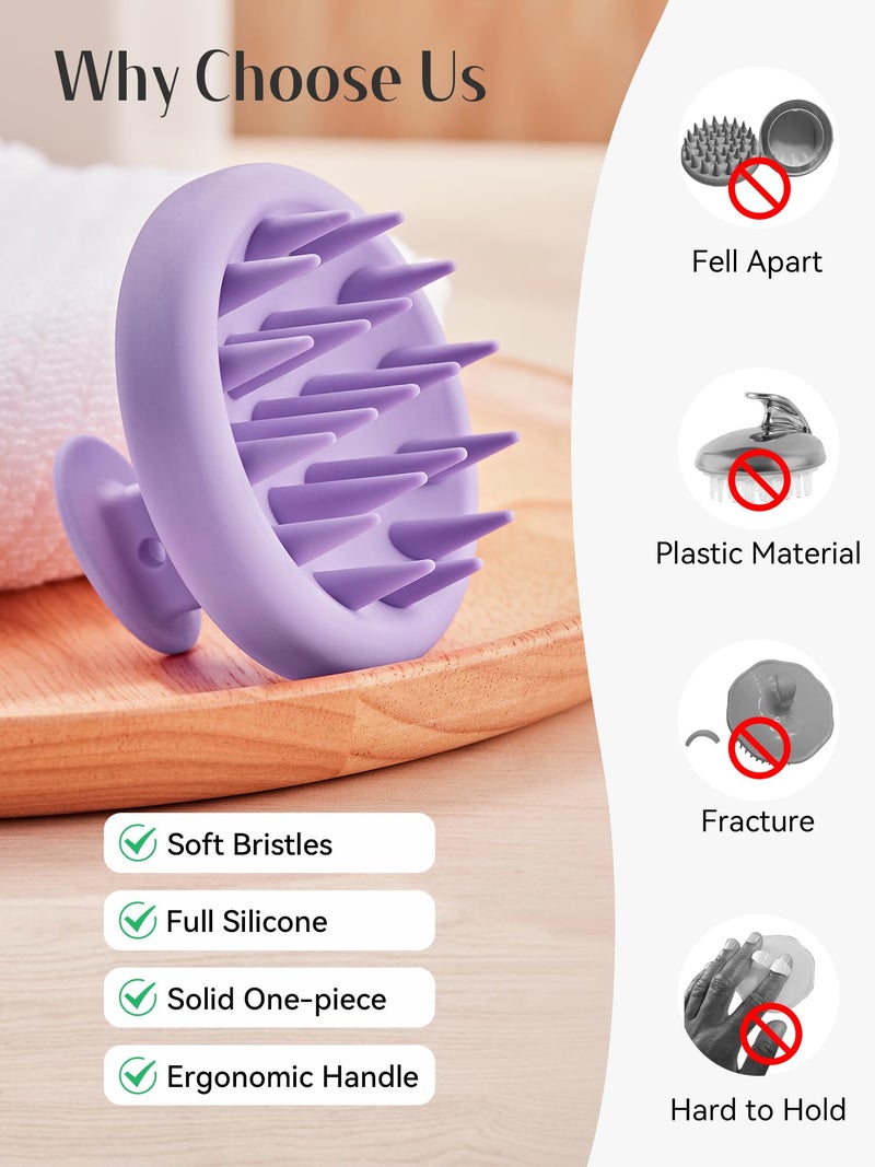 HEETA Scalp Massager Hair Growth, Scalp Scrubber with Soft Bristles, Integrated Silicone Design, Exfoliator for Dandruff Removal & Relaxation, Shampoo Brush Fit Wet Dry Hair Use, Light Purple - Image 4