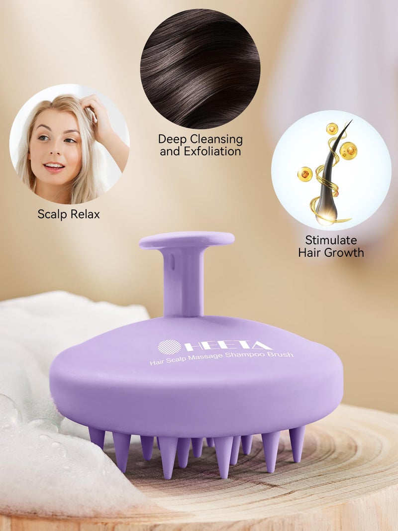 HEETA Scalp Massager Hair Growth, Scalp Scrubber with Soft Bristles, Integrated Silicone Design, Exfoliator for Dandruff Removal & Relaxation, Shampoo Brush Fit Wet Dry Hair Use, Light Purple - Image 5