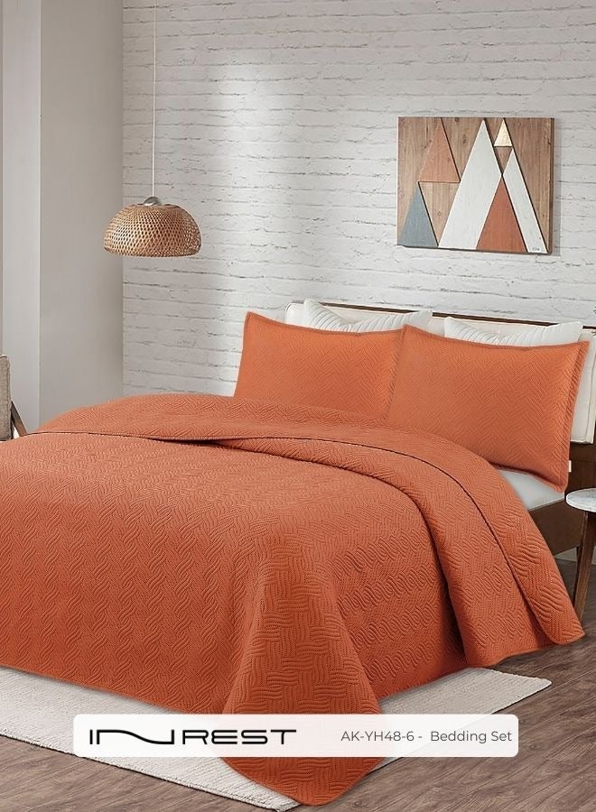 Inrest Bedding Set Summer Microfiber 100% Orange Color King Size 220x240 cm - 3 Pieces - Image 1