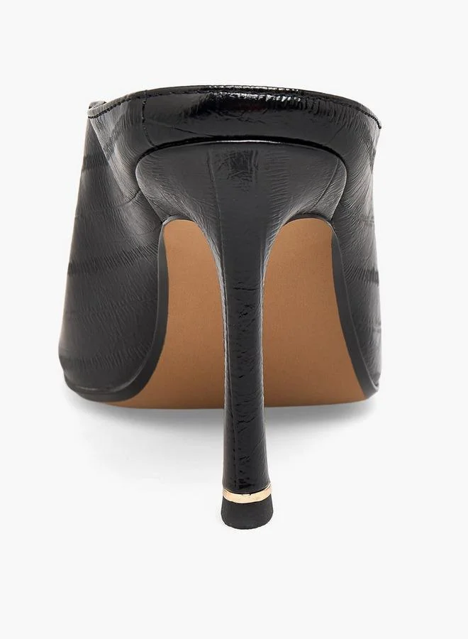 Elle BLACK Women Textured Stiletto Heel Mules for Women | Best Price UAE