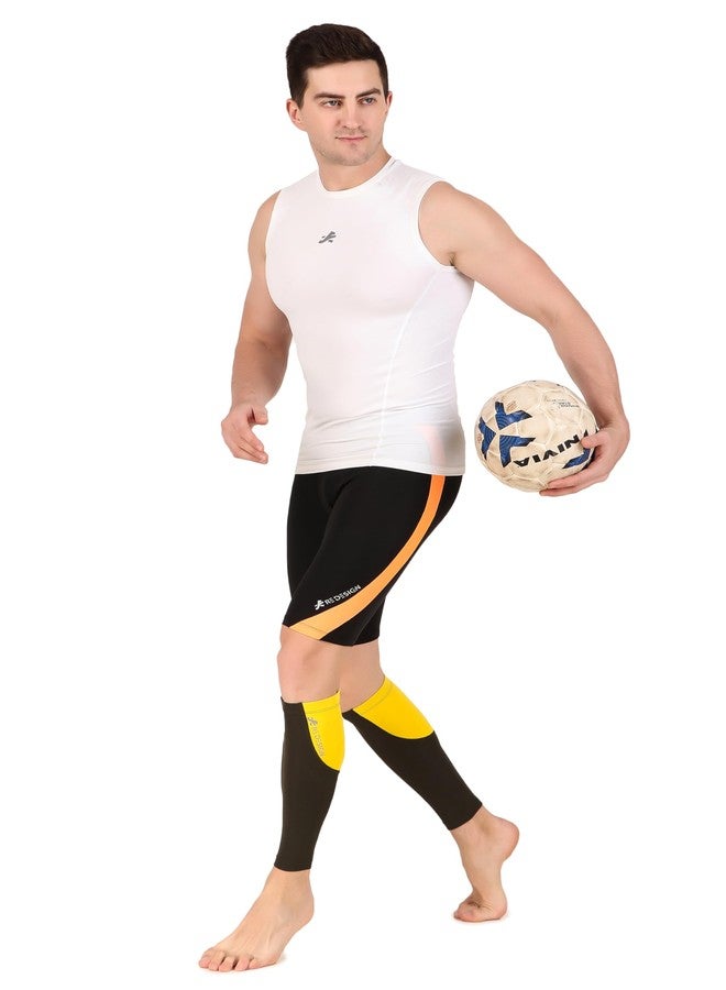 ReDesign Apparels ReDesign Compression Calf Sleeves Support, Leg Compression Sleeves for Sports, Gym, Running, Cycling, Jogging and Workout (Yellow/Olive, XL) - Image 4