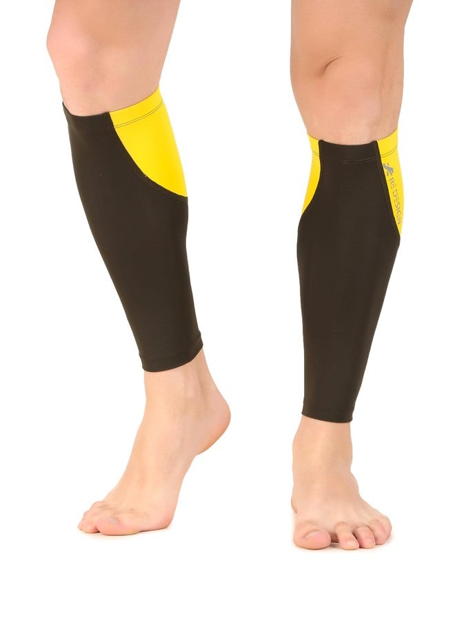 ReDesign Apparels ReDesign Compression Calf Sleeves Support, Leg Compression Sleeves for Sports, Gym, Running, Cycling, Jogging and Workout (Yellow/Olive, XL) - Image 2