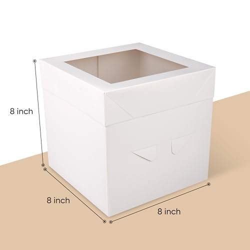 Cakebon Cake Boxes with Boards - 8 Inch Round Cake Drum White (1-pack) - Box With Window for Birthdays, Weddings and Parties - Image 2