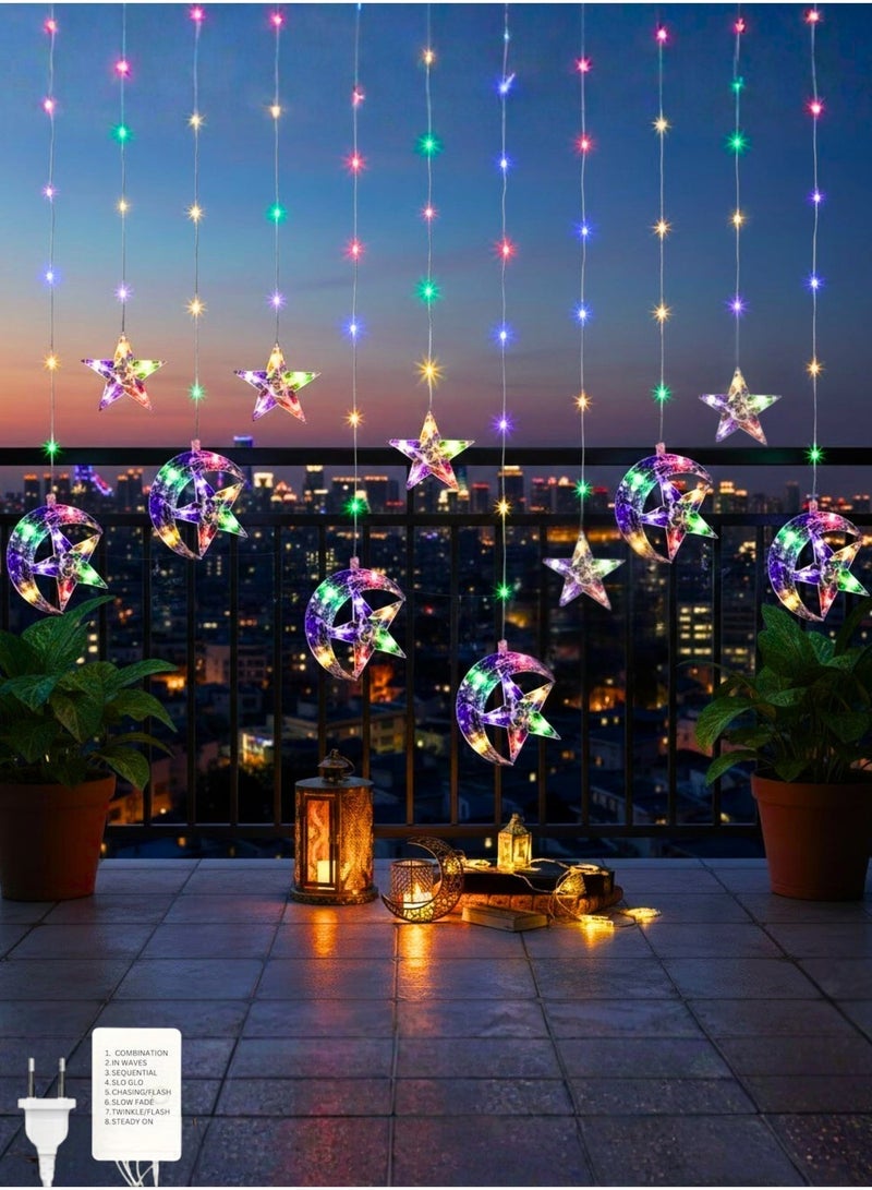 MODI Ramadan Decoration Lights - 4 Meter, 8 Modes (Multicolor, 2-Pin Plug)Moon and Star LED String Lights, Hanging Fairy Lights for Eid Mubarak, Home, Window, Balcony & Indoor/Outdoor Festive Decor - Image 5