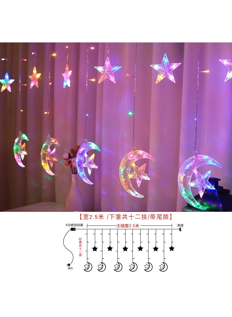 MODI Ramadan Decoration Lights - 4 Meter, 8 Modes (Multicolor, 2-Pin Plug)Moon and Star LED String Lights, Hanging Fairy Lights for Eid Mubarak, Home, Window, Balcony & Indoor/Outdoor Festive Decor - Image 5