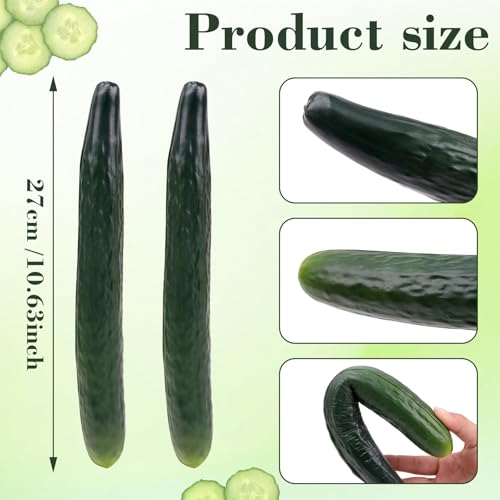 Gresorth 2pcs Soft PU Artificial Cucumber Fake Vegetable Decoration Lifelike Home Kitchen House Table Show - Image 2