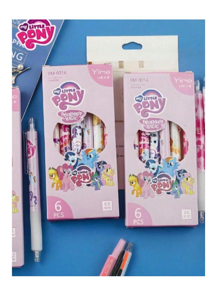 Generic My Little Pony Pen, 6 Pack, Super Cute Cartoon Pressed Pens, Super Cute Ballpoint Pens  - Image 1