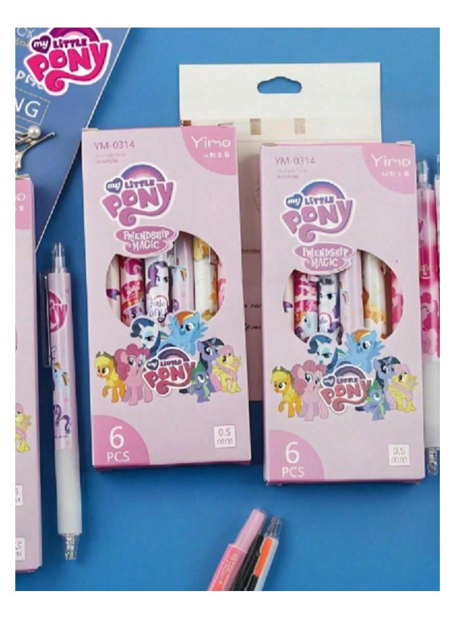Generic My Little Pony Pen, 6 Pack, Super Cute Cartoon Pressed Pens, Super Cute Ballpoint Pens  - Image 2