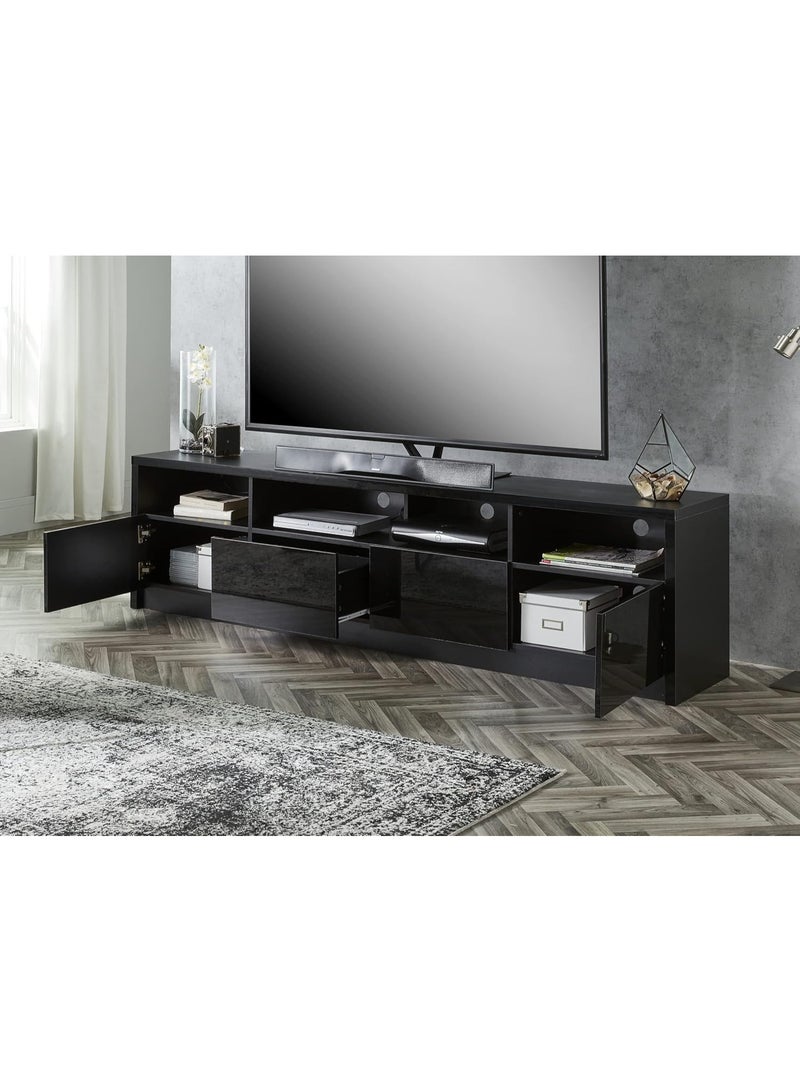 MMT Furniture RGB LED TV Stand Cabinet Unit with LED Lights -TV Console & Entertainment Unit with Storage - Gloss Finish - Modern TV Shelf Desk for up to 85 inches LED LCD Plasma Flat Screens(Black) - Image 5