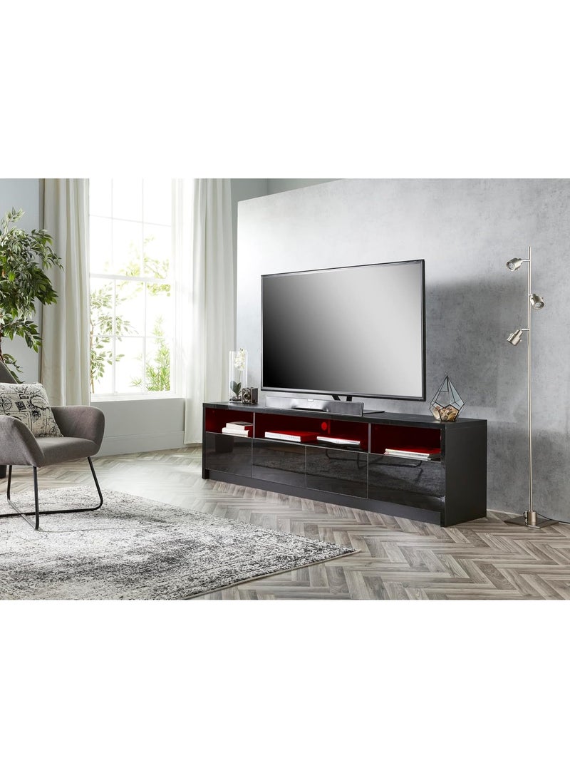 MMT Furniture RGB LED TV Stand Cabinet Unit with LED Lights -TV Console & Entertainment Unit with Storage - Gloss Finish - Modern TV Shelf Desk for up to 85 inches LED LCD Plasma Flat Screens(Black) - Image 2