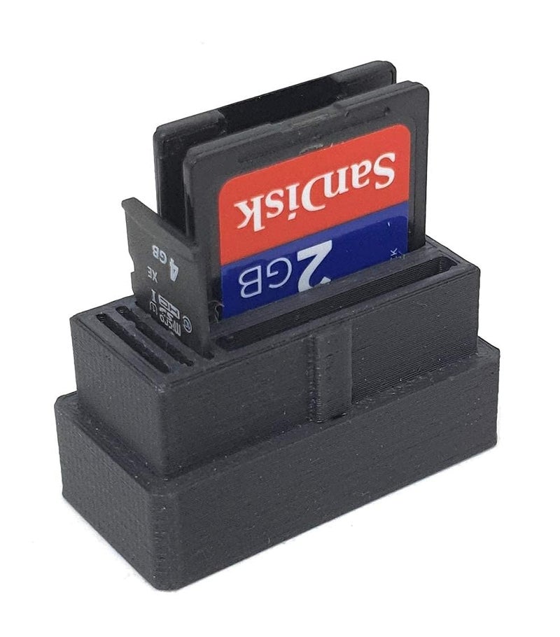 CERO 3D Printed SD Card Holder [3 SD and 3 MicroSD Cards] (Black PLA Plastic) - Image 3