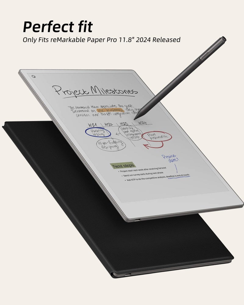 WALNEW Case for Remarkable Paper Pro,Magnetic Slim Book Folio Cover with Pen Clasp, Auto Sleep/Wake Protective Cover for Remarkable Paper Pro 11.8" (2024 Released),Black - Image 2