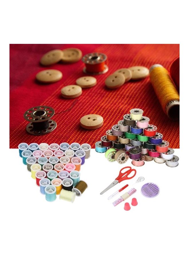 NIBEMINENT 32-Piece Thread Bobbins With Spools And Sewing Accessories Kit Multicolour 22x14x4.5centimeter - Image 2