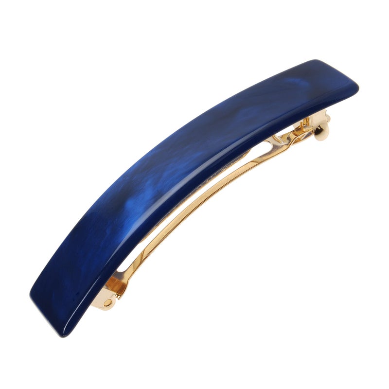 France Luxe Navy Blue Hair Barrette for Thin Hair, Classic Rectangle French Barrette for Women, Lightweight and Comfortable, Strong Hold, Nacro Ocean | France Luxe - Image 1