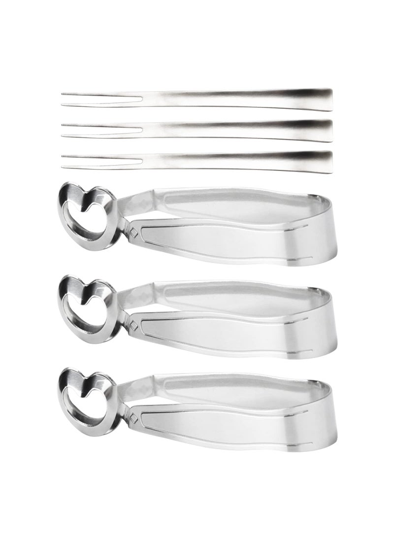 GOODFEER GOODFEER 6 PCS Escargot Tongs Stainless Steel Kitchen Food Tong with Seafood Forks for Snails Fruit Salad Cake Tea Bag Ice for Drinking Square Sugar for Coffee Dishwasher Safe 