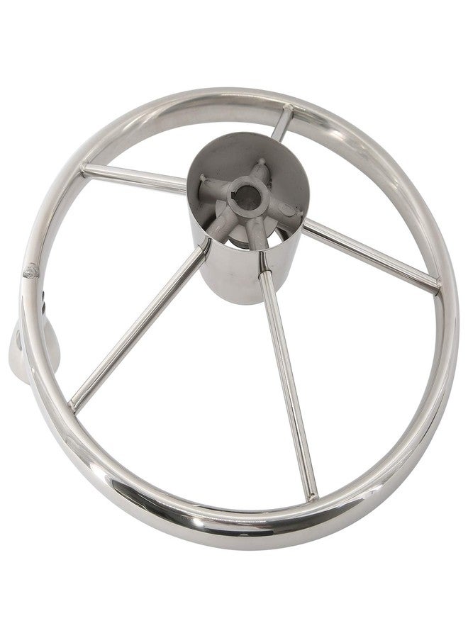 NovelBee 5 Spoke Dia.11" Stainless Steel Boat Steering Wheel with Control Knob and Cap - Image 2