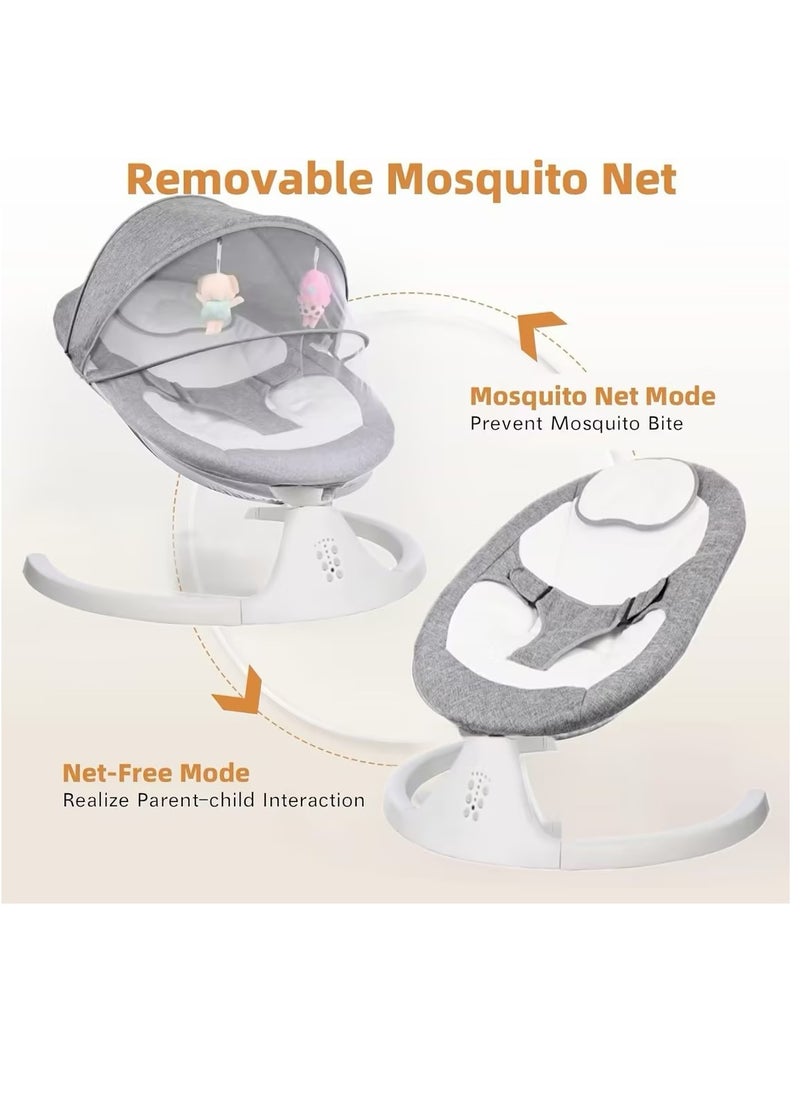 GUDOO - Baby Swing Electric Bouncer For Babies With Integrated Mosquito Net 5 Sway Speeds 3 Timer Settings Bluetooth Remote Control Built In Lullabies For Newborn To Toddler - Image 1