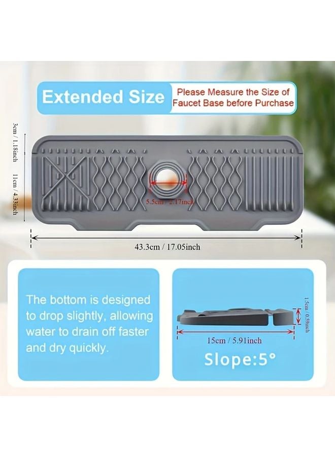 حصيرة مانعة للانزلاق من السيليكون بحبر أسود لحنفية المياه، بميل 5 درجات وحافة قابلة للطي، تصميم يسهل تنظيفه ويعيد توجيه الماء للاستخدام في حوض المطبخ، الحمام، أو المركبات الترفيهية - Image 5