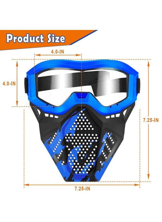 POKONBOY - 2 Pack Tactical Mask With Goggles Compatible With Nerf Rival Apollo Zeus Khaos Atlas & Artemis Blasters Rival Mask Red & Blue - Image 1