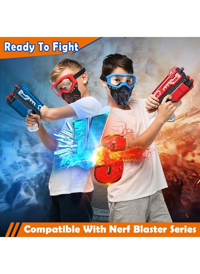 POKONBOY - 2 Pack Tactical Mask With Goggles Compatible With Nerf Rival Apollo Zeus Khaos Atlas & Artemis Blasters Rival Mask Red & Blue - Image 1