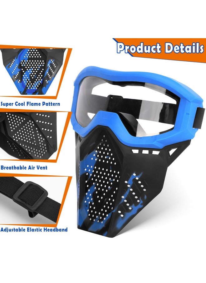 POKONBOY - 2 Pack Tactical Mask With Goggles Compatible With Nerf Rival Apollo Zeus Khaos Atlas & Artemis Blasters Rival Mask Red & Blue - Image 1