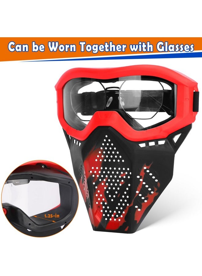 POKONBOY - 2 Pack Tactical Mask With Goggles Compatible With Nerf Rival Apollo Zeus Khaos Atlas & Artemis Blasters Rival Mask Red & Blue - Image 1