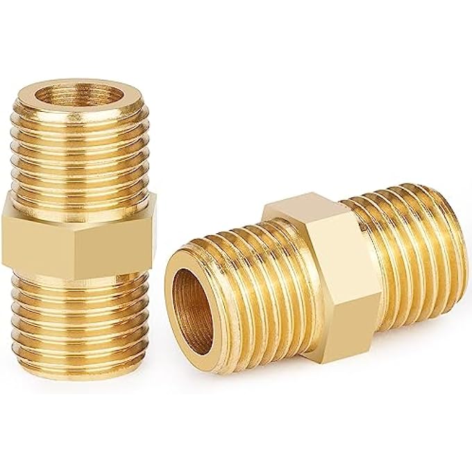 DOUBLE 1/4 INCH THREAD FITTINGS DOUBLE ON BOTH SIDES, PIPE CONNECTOR, SUITABLE FOR PLUMBING, CENTRAL HEATING, HOT AND COLD WATER SUPPLY, AIR CONDITIONING SYSTEMS AND SOLAR SYSTEMS ETC - Image 1