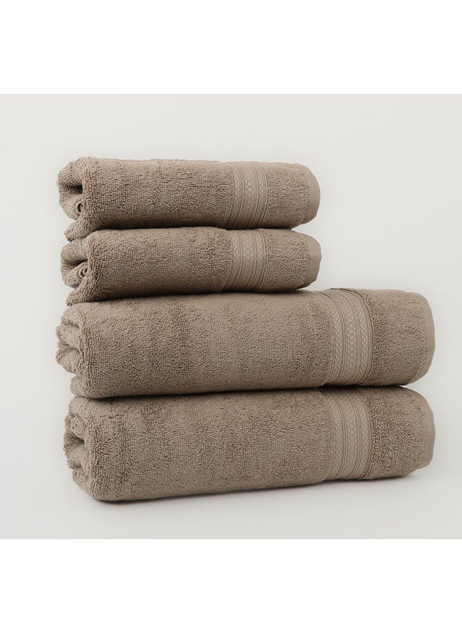 White Rose 4 Piece Bathroom Towel Set -HARMONY - 650 GSM - 100% Cotton Terry - 2 Bath Towel 70X140 cm & 2 Hand Towel 50x90 cm-Premium Touch-Quick Dry - Super Absorbent-Camel  - Image 4