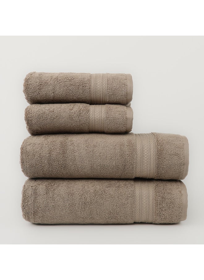 White Rose 4 Piece Bathroom Towel Set -HARMONY - 650 GSM - 100% Cotton Terry - 2 Bath Towel 70X140 cm & 2 Hand Towel 50x90 cm-Premium Touch-Quick Dry - Super Absorbent-Camel  - Image 2