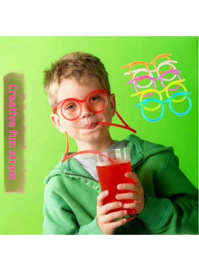LAYL 4 pairs of funny eye straws game props, fun children's DIY glasses straws - Image 1