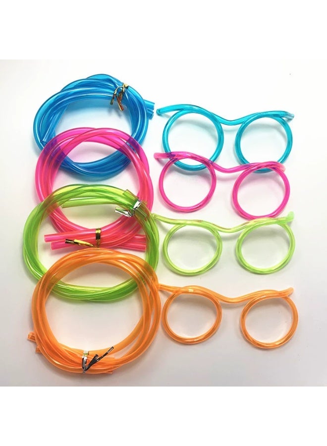LAYL 4 pairs of funny eye straws game props, fun children's DIY glasses straws - Image 2