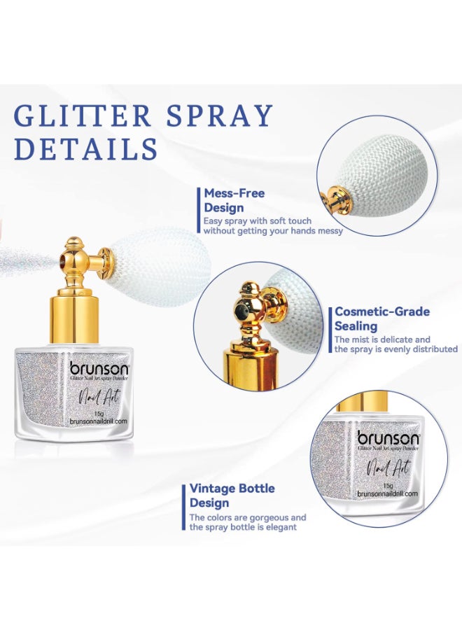 brunson Highlighter Powder Spray 15g Nail Art Glitter Craft Design Cosmetic Grade Face Body Glitter Spray Shimmer High Gloss Diamond Highlight Magic Powder Makeup Sparkle Glitter Hairspray Accessories BGPS09 - Image 5