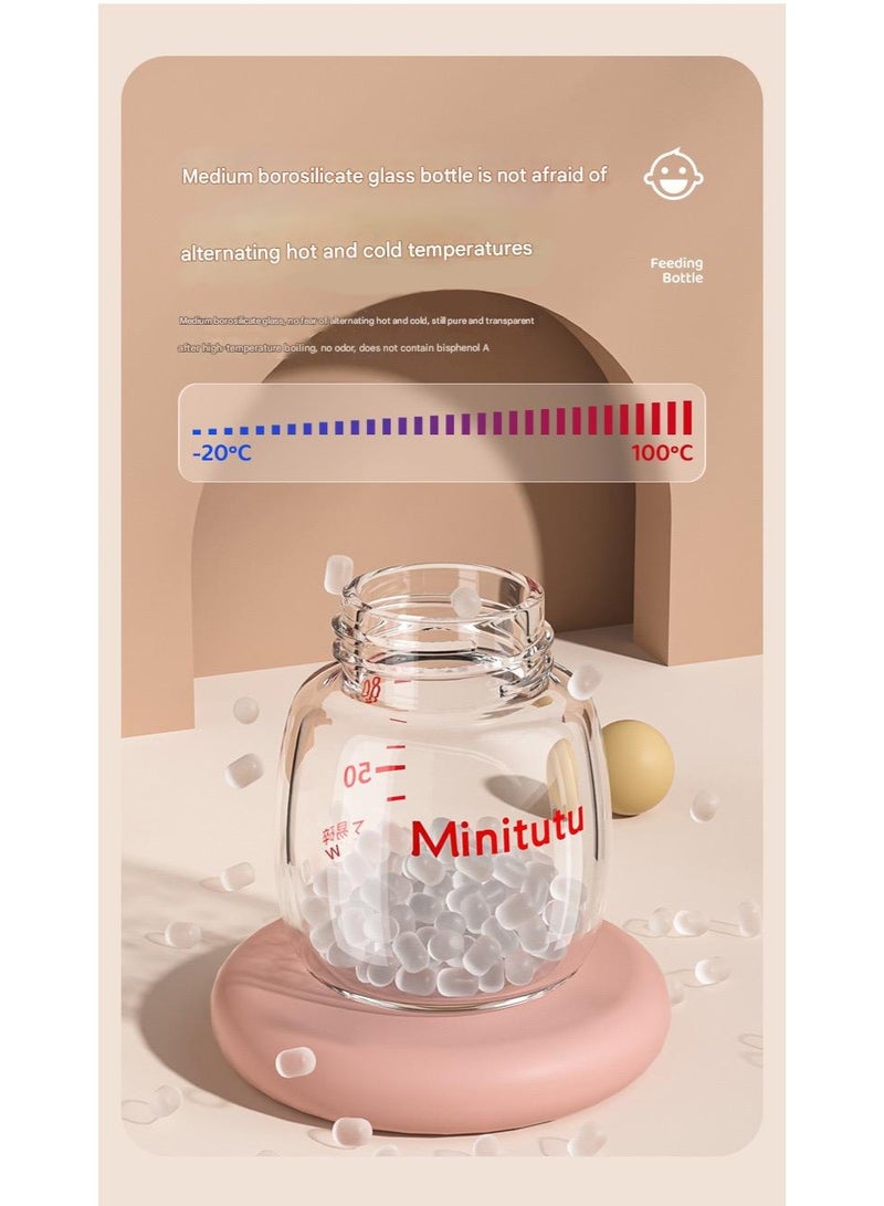 Minitutu Anti-Colic, Standard-Neck Glass Feeding Bottle With Breast-Like Nipples 80 ML, 0M+” - Image 4