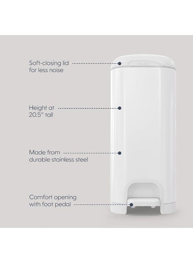 Diaper Genie Select Pail Registry Gift Set (White) | Made of Durable Stainless Steel Metal | Includes 2 Jumbo Refills | Holds 1620 Newborn Diapers - Image 5