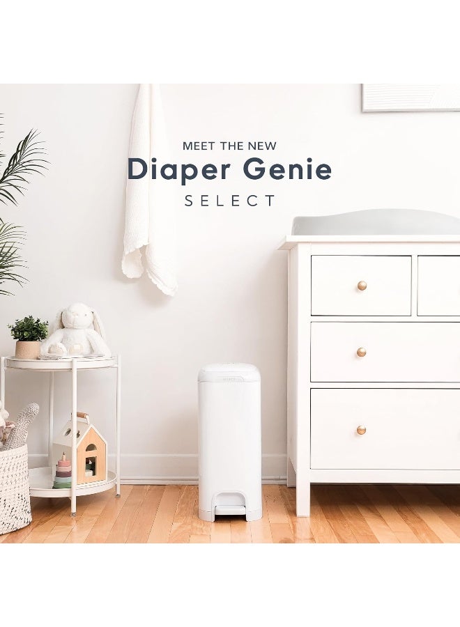 Diaper Genie Select Pail Registry Gift Set (White) | Made of Durable Stainless Steel Metal | Includes 2 Jumbo Refills | Holds 1620 Newborn Diapers - Image 2