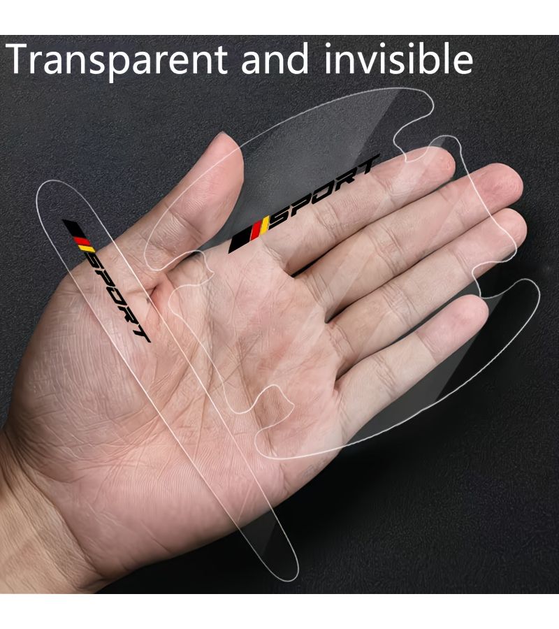 8Pcs Black Car Door Handle Protection Film Transparent PVC Scratch Resistant Waterproof Cover Easy Install Adhesive For All Vehicles Durable Scratch Protection - Image 1