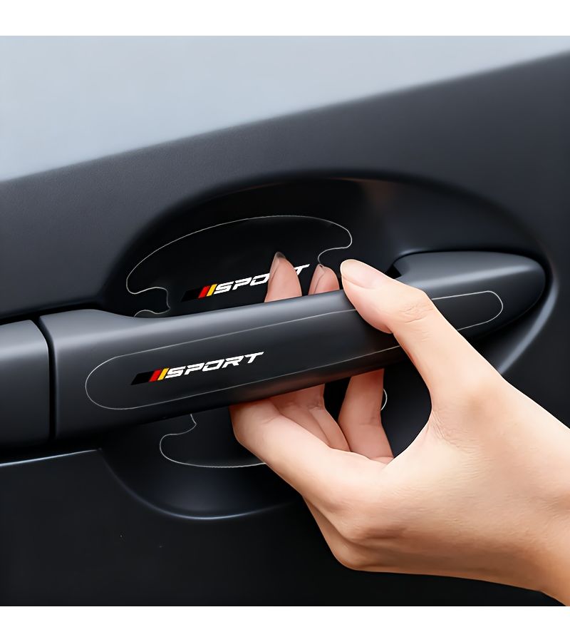 8Pcs Black Car Door Handle Protection Film Transparent PVC Scratch Resistant Waterproof Cover Easy Install Adhesive For All Vehicles Durable Scratch Protection - Image 4