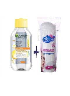 Garnier Skin Active Micellar Cleansing Water Vitamin C 100ml Plus Viona Cotton Pads 50 Pcs  - Image 1