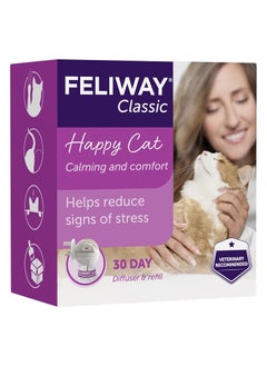 FELIWAY Classic 30 day starter kit. Diffuser and Refill. Comforts cats and helps solve helps solve behavioural issues and stress/anxiety in the home - 48ml, White
